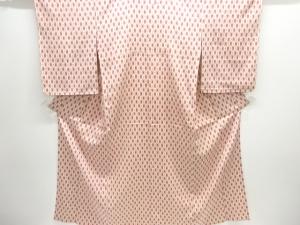 大正ロマン　幾何学模様織出しお召し単衣着物